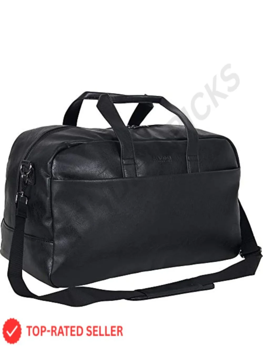 Vegan Leather Duffel Bag with Trolley Sleeve, 55L Travel Carry-On